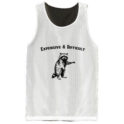 Expensive And Difficult Retro Funny Raccoon Mesh Reversible Basketball Jersey Tank