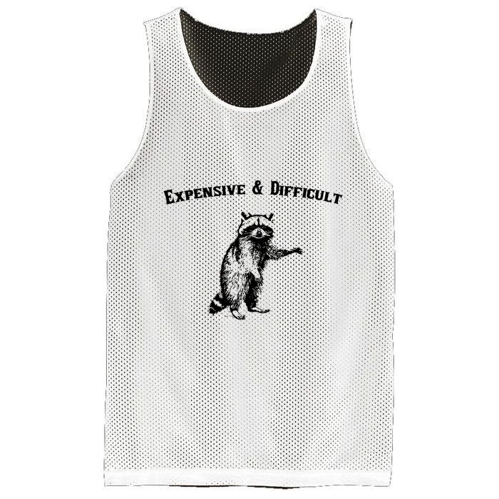 Expensive And Difficult Retro Funny Raccoon Mesh Reversible Basketball Jersey Tank