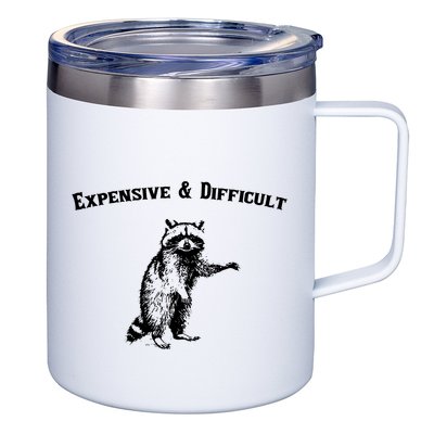 Expensive And Difficult Retro Funny Raccoon 12oz Stainless Steel Coffee Mug