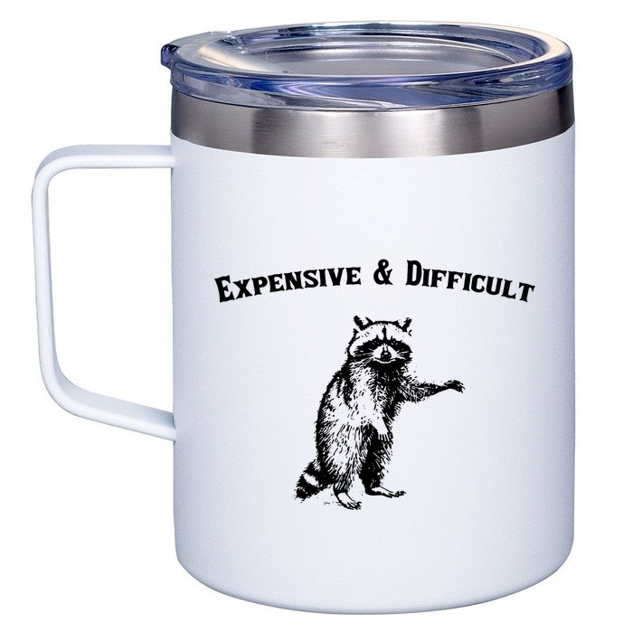 Expensive And Difficult Retro Funny Raccoon 12oz Stainless Steel Coffee Mug