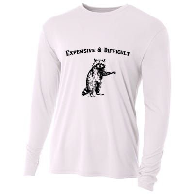 Expensive And Difficult Retro Funny Raccoon Cooling Performance Long Sleeve Crew