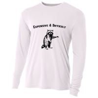Expensive And Difficult Retro Funny Raccoon Cooling Performance Long Sleeve Crew