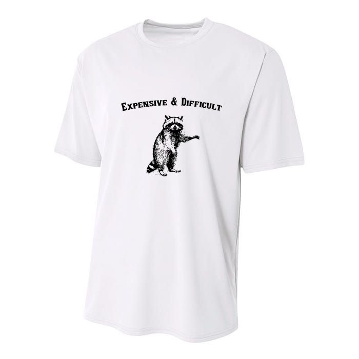 Expensive And Difficult Retro Funny Raccoon Youth Performance Sprint T-Shirt
