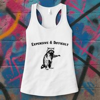 Expensive And Difficult Retro Funny Raccoon Womens Tank Top