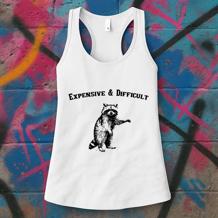 Expensive And Difficult Retro Funny Raccoon Womens Tank Top