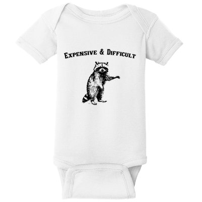Expensive And Difficult Retro Funny Raccoon Baby Bodysuit
