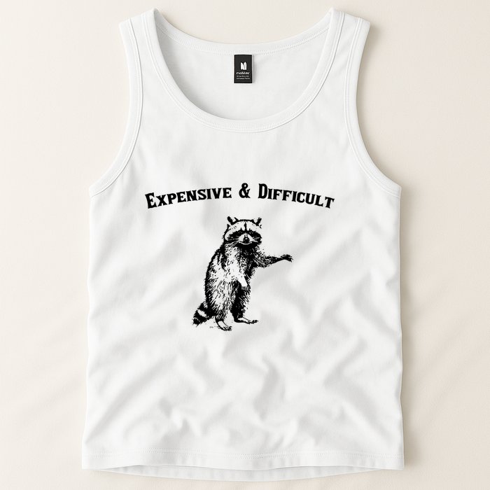 Expensive And Difficult Retro Funny Raccoon Tank Top