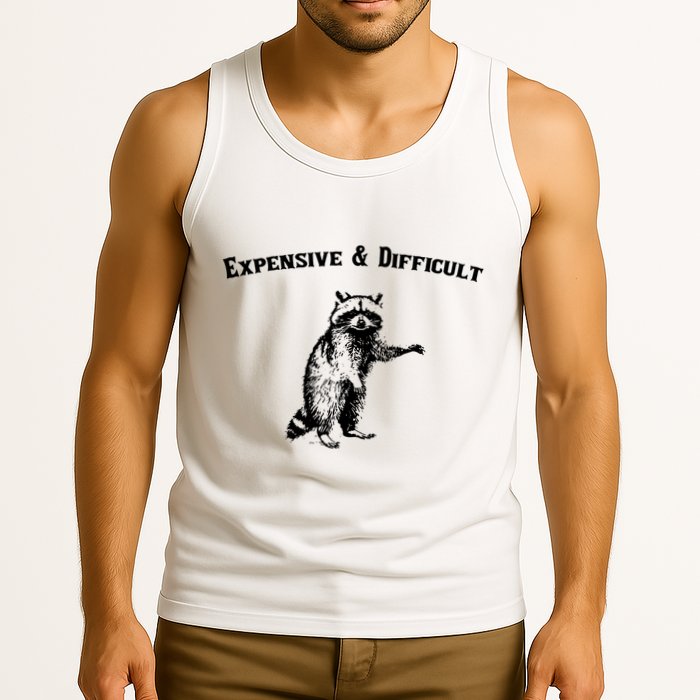 Expensive And Difficult Retro Funny Raccoon Tank Top