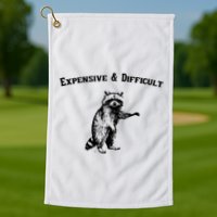 Expensive And Difficult Retro Funny Raccoon Golf Towel