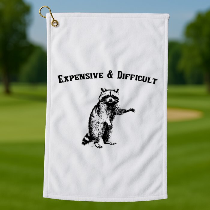 Expensive And Difficult Retro Funny Raccoon Golf Towel