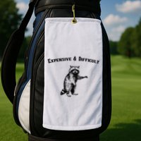 Expensive And Difficult Retro Funny Raccoon Golf Towel