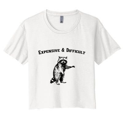 Expensive And Difficult Retro Funny Raccoon Crop Top