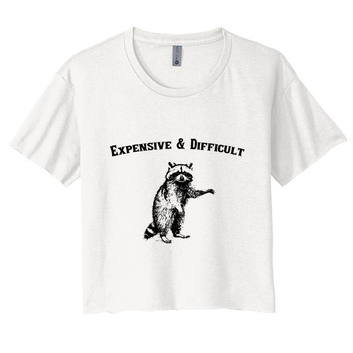 Expensive And Difficult Retro Funny Raccoon Crop Top