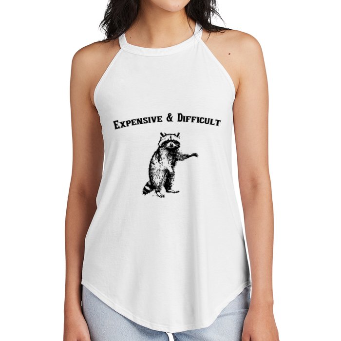 Expensive And Difficult Retro Funny Raccoon Women's Perfect Tri Rocker Tank