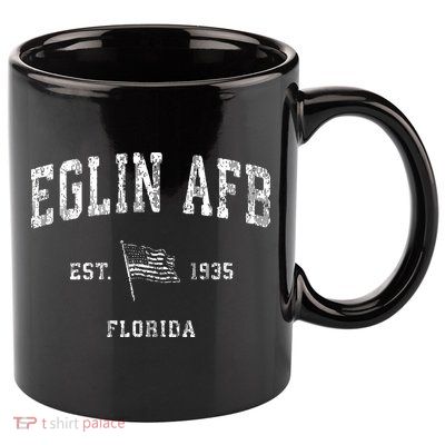Eglin Afb Florida Fl Vintage Us Flag Sports 11oz C Handle Ceramic Mug