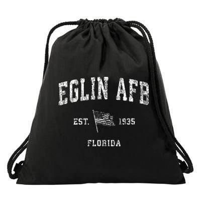 Eglin Afb Florida Fl Vintage Us Flag Sports Drawstring Bag