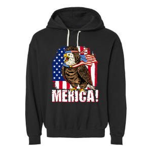 Eagle American Flag USA Flag Mullet Eagle 4th of July Merica Garment-Dyed Fleece Hoodie