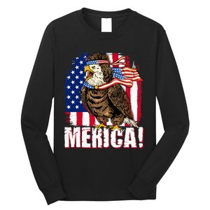 Eagle American Flag USA Flag Mullet Eagle 4th of July Merica Long Sleeve Shirt