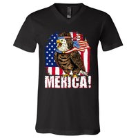 Eagle American Flag USA Flag Mullet Eagle 4th of July Merica V-Neck T-Shirt