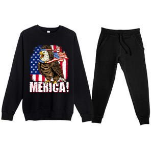 Eagle American Flag USA Flag Mullet Eagle 4th of July Merica Premium Crewneck Sweatsuit Set