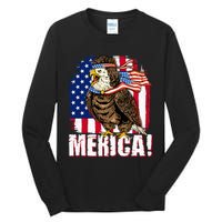 Eagle American Flag USA Flag Mullet Eagle 4th of July Merica Tall Long Sleeve T-Shirt