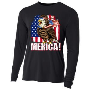 Eagle American Flag USA Flag Mullet Eagle 4th of July Merica Cooling Performance Long Sleeve Crew