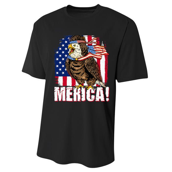 Eagle American Flag USA Flag Mullet Eagle 4th of July Merica Performance Sprint T-Shirt