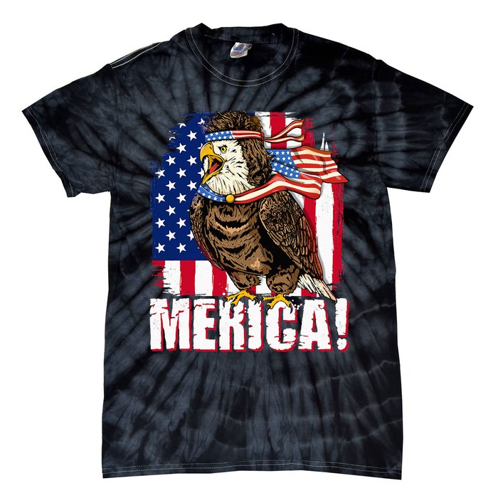 Eagle American Flag USA Flag Mullet Eagle 4th of July Merica Tie-Dye T-Shirt