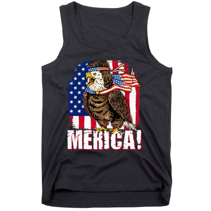 Eagle American Flag USA Flag Mullet Eagle 4th of July Merica Tank Top