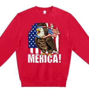 Eagle American Flag USA Flag Mullet Eagle 4th of July Merica Premium Crewneck Sweatshirt