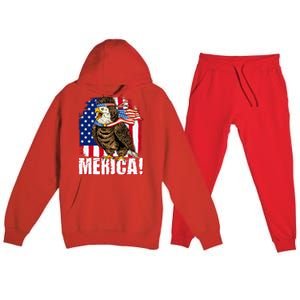 Eagle American Flag USA Flag Mullet Eagle 4th of July Merica Premium Hooded Sweatsuit Set