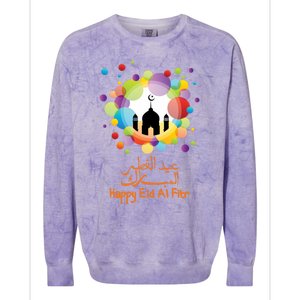 Eid Al Fitr Eid Mubarak Muslim Holiday Islamic Fasting Great Gift Colorblast Crewneck Sweatshirt