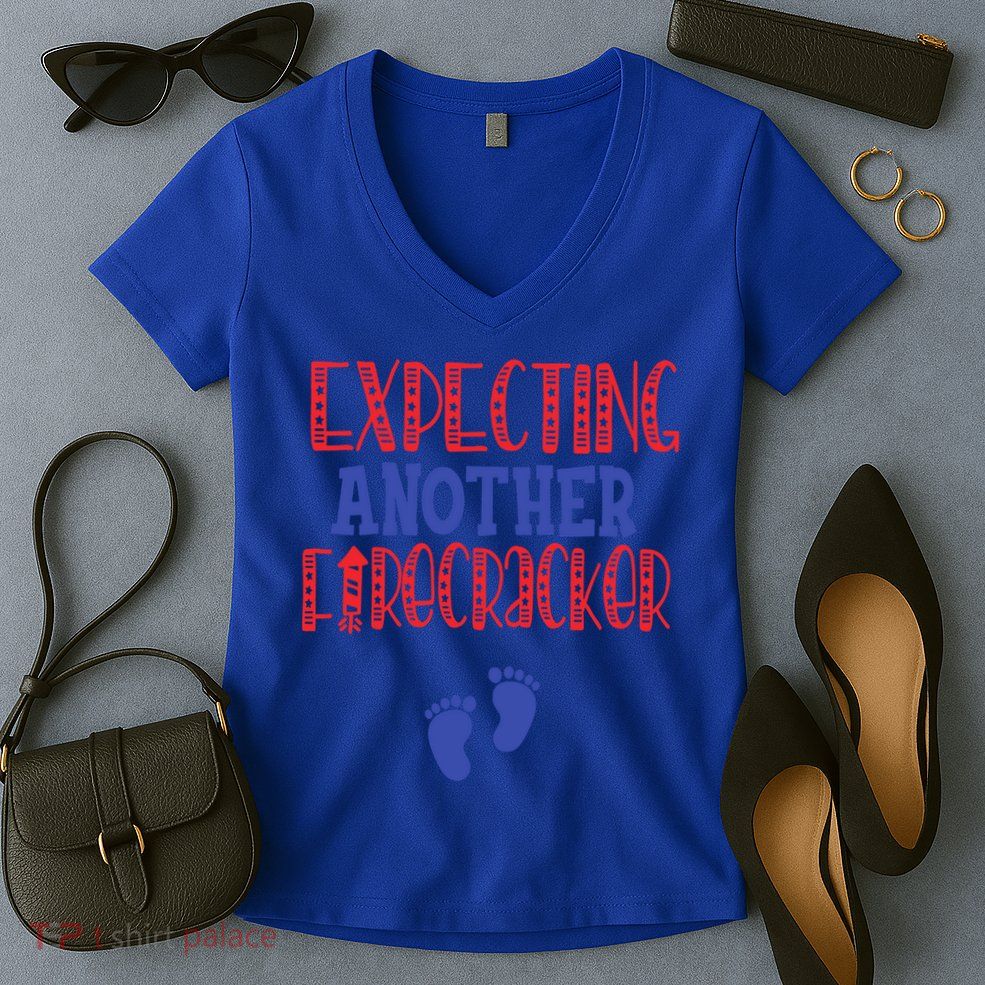 Expecting Another Firecracker Gift Women's V-Neck T-Shirt