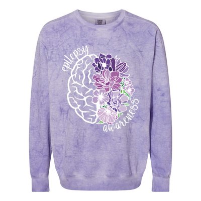 Epilepsy Awareness Floral Neurodiversity Colorblast Crewneck Sweatshirt