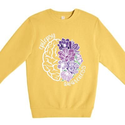 Epilepsy Awareness Floral Neurodiversity Premium Crewneck Sweatshirt