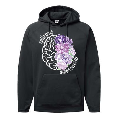 Epilepsy Awareness Floral Neurodiversity Performance Fleece Hoodie