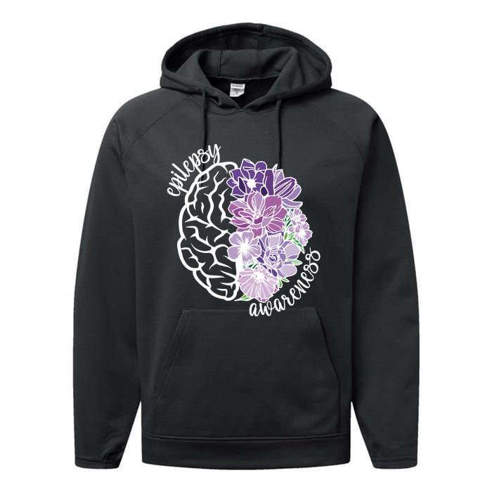 Epilepsy Awareness Floral Neurodiversity Performance Fleece Hoodie