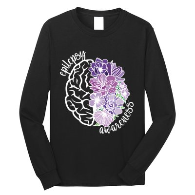 Epilepsy Awareness Floral Neurodiversity Long Sleeve Shirt