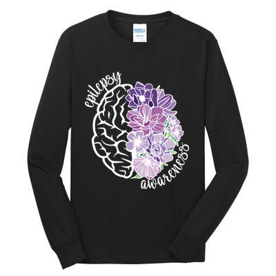 Epilepsy Awareness Floral Neurodiversity Tall Long Sleeve T-Shirt