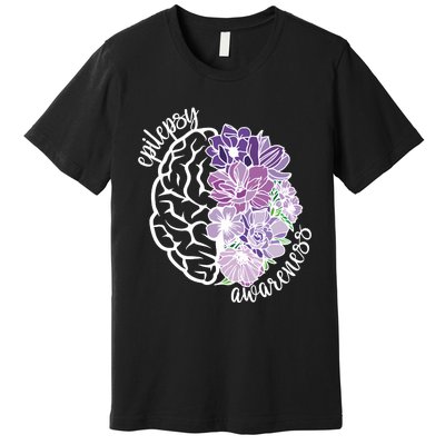 Epilepsy Awareness Floral Neurodiversity Premium T-Shirt