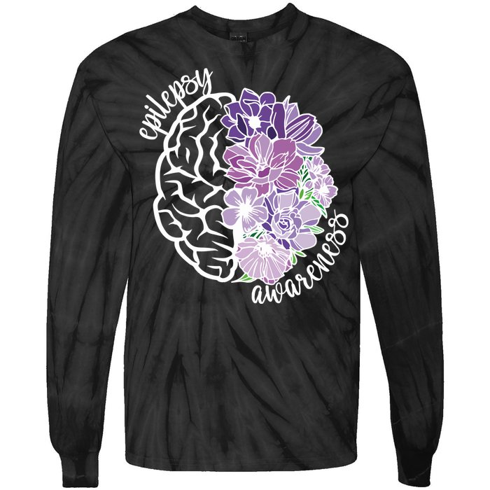 Epilepsy Awareness Floral Neurodiversity Tie-Dye Long Sleeve Shirt