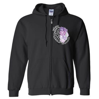 Epilepsy Awareness Floral Neurodiversity Full Zip Hoodie