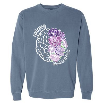 Epilepsy Awareness Floral Neurodiversity Garment-Dyed Sweatshirt