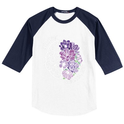 Epilepsy Awareness Floral Neurodiversity Baseball Sleeve Shirt