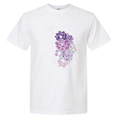 Epilepsy Awareness Floral Neurodiversity Garment-Dyed Heavyweight T-Shirt