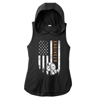 Engineer American Flag Design Engineering Ladies PosiCharge Tri-Blend Wicking Draft Hoodie Tank