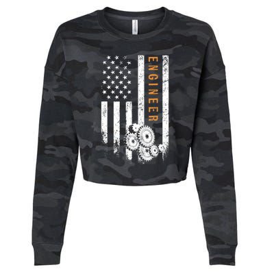 Engineer American Flag Design Engineering Cropped Pullover Crew