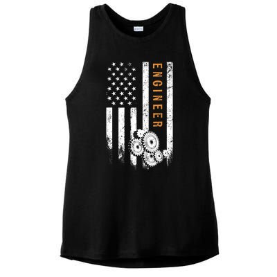 Engineer American Flag Design Engineering Ladies PosiCharge Tri-Blend Wicking Tank