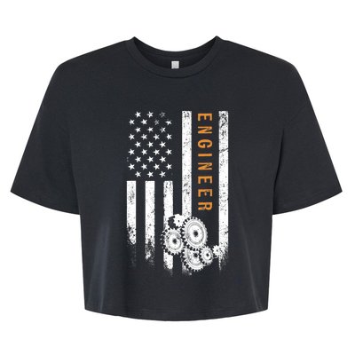 Engineer American Flag Design Engineering Bella+Canvas Jersey Crop Tee