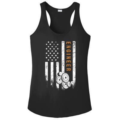 Engineer American Flag Design Engineering Ladies PosiCharge Competitor Racerback Tank